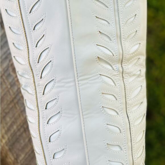 Dreamcia Women’s Wide Calf Cowboy Boots|Ivory Embroidery Design|Faux Leather|9.5 - Picture 7 of 16